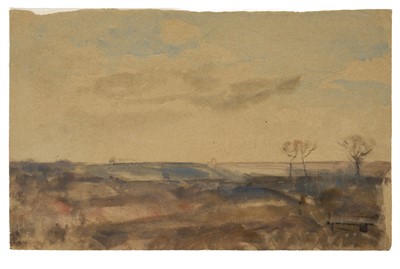 Lot Harry Becker (1865-1928) watercolour, Landscape with Blythburgh Church on the Horizon, 32 x 49cm, unframed