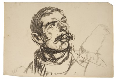 Lot Harry Becker (1865-1928) charcoal, Study of a Farm Worker, one of the Napthine family of Wenhaston, 37 x 56cm