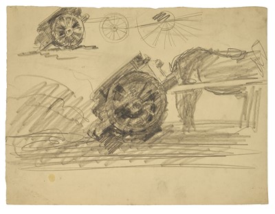 Lot Harry Becker (1865-1928) graphite, Horse and Tumbril, 22 x 29cm, unframed