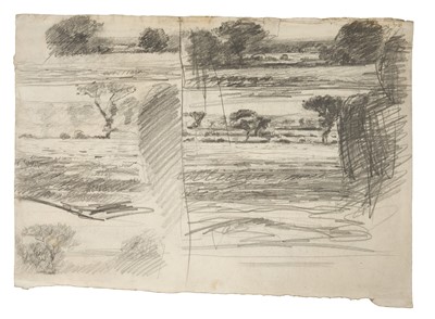 Lot Harry Becker (1865-1928) graphite, Suffolk Farmland, 34 x 50cm, another landscape verso, unframed