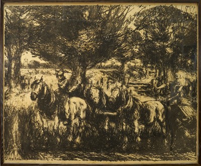 Lot Harry Becker (1865-1928) lithograph, The Binder Team, 101 x 127cm, framed
