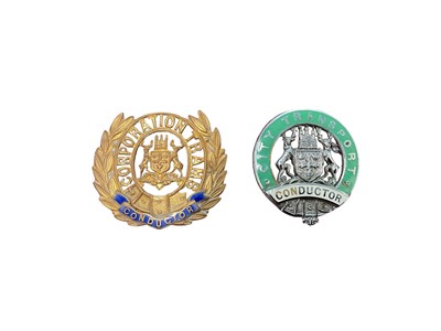 Lot Scarce Nottingham Corporation Trams badge and a Nottingham City Transport Conductor badge, (2).