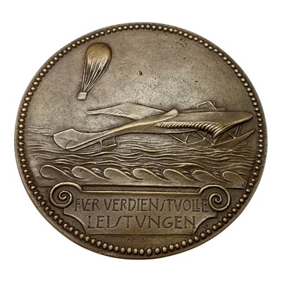 Lot 654 - Germany - A bronze medallion to commemorate a German Initiative aimed at raising funds in order to develop the Nations Airforce capabilities, Obv: Reads National - FLVGSPENDE, reverse depicts a...