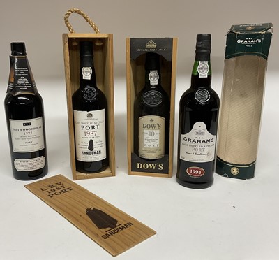 Lot 105 - Four bottles of Port: Smith Woodhouse 1994, Sandeman 1987, Dow's 10 year old and Graham's 1994
