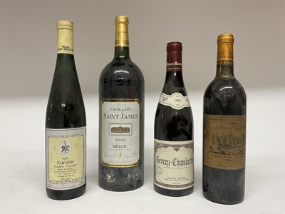 Lot 114 - Four bottles: Chateau D'Issan Margaux 1982, Domaine Maume Gevrey-Chambertin 2004, Pavillon Saint James Medoc 2006 (magnum) and Kanzler 1989