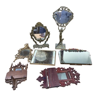 Lot 5069 - Collection of mirrors to include two antique style brass mirrors, one other brass mirror and others