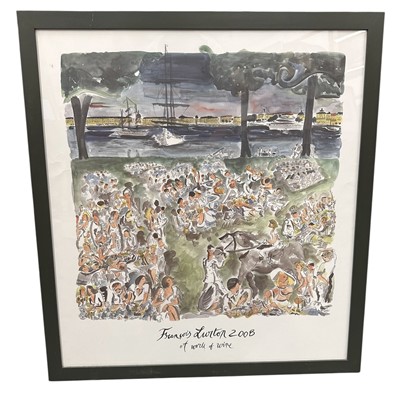 Lot 120 - Francois Lurton, World of Wine 2008 print, two other French wine prints after the antique and a large printed map 'Vignobles de Bourgogne', each in glazed frame