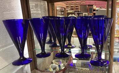 Lot 101 - Set of five Bristol blue glasses