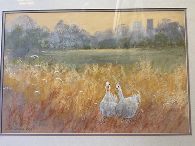 Lot 5170 - Betty Whitefield, pastel, ‘Harvest time evening, Suffolk’