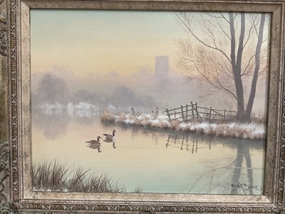 Lot 5172 - David Dane (b. 1948), oil on canvas, ‘Winter Scene, Burgh'