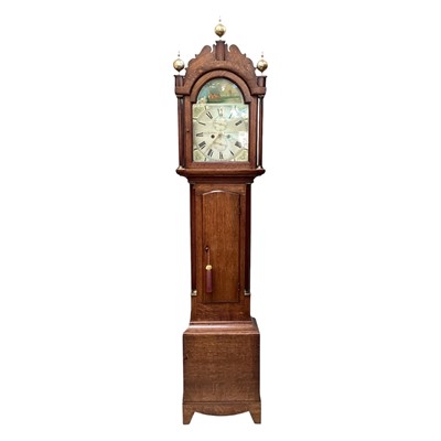 Lot 5306 - J. C. Kersey of Stowmarket long case clock with painted enamel dial in oak case