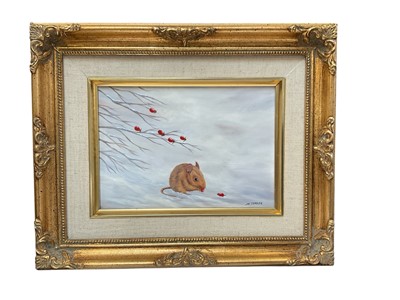 Lot 5192 - Maureen Parker oil on board, ‘winter mouse’