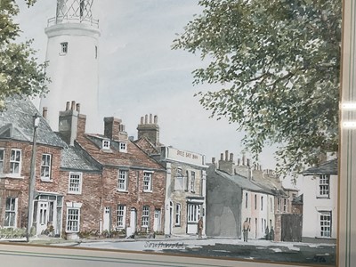 Lot 5191 - Group of picture to include Terry Walsh, oil on board, Oby mill in winter, Phillip Martin, watercolour of Southwold, Christine Slade winter promanade pastel study and SF Clarke pheasant in winte...