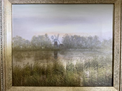 Lot 5173 - David Dane (b. 1948) oil on canvas, ‘Flood Water, Hunsett’
