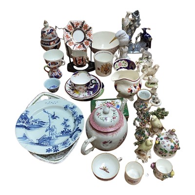 Lot 5083 - 18th century Chinese teapot together with a tin glazed plate, Victorian Staffordshire figures and others
