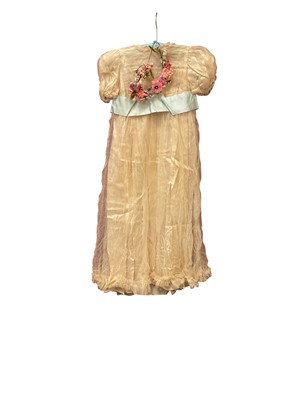 Lot 2564 - Lot of vintage baby's clothing including fine embroidered lawn dresses, nighties, petticoats plus a little girls bridemaid dress cream satin overlaid with netwith pleated ruffle trim, blue satin...