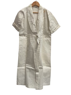 Lot 2565 - Group of 1940s domestic work ware makes include Frazerton and Magason, white starched aprons, blue and white overalls, caps etc.