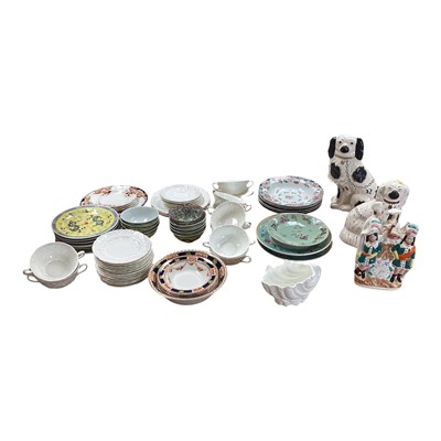 Lot 5021 - Collection of ceramics to include Chinese plates, Staffordshire spaniels, Coalport country ware service and others