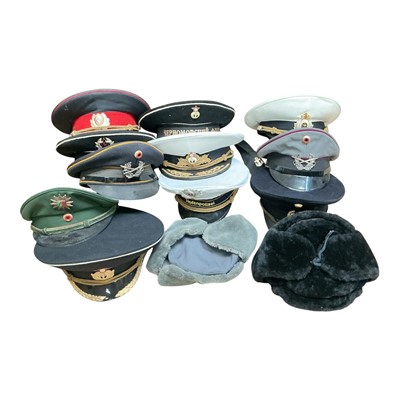 Lot 746 - Collection of Cold War era Soviet military hats, (1 box).