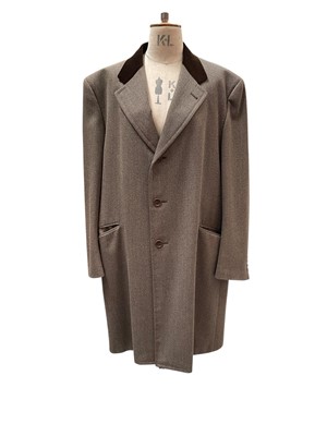 Lot 2572 - Gentlemen's Canali brown wool Crombie overcoat with velvet collar size 58 R.