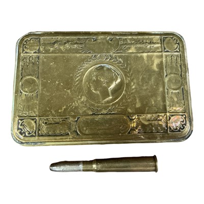 Lot 701 - First World War Princess Mary Gift Tin, together with original 'bullet pencil'. (2).