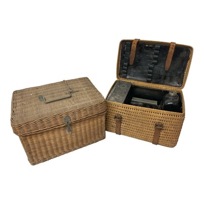 Lot 220 - Two antique wicker picnic cases
