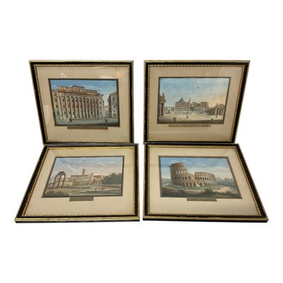 Lot 1133 - Set of four Grand Tour hand painted prints of Roman landmarks