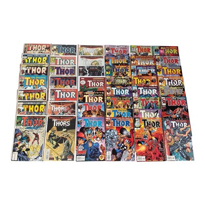 Lot 657 - One box of modern comics to include Marvel Comics (The Mighty Thor), Valiant Comics (X-O Manowar), Vault Comics (The Blue Flame) and others. Approximately 170 comics, mostly bagged and boarded.<...