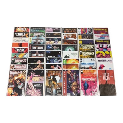 Lot 654 - One box of modern comics to include Image (Three, Tokyo Ghost, Trees, Undiscovered Country) Marvel (Thunderbolts, The Ultimates) Radical Comics (Time Bomb) DC Comics (Trinity) Gold Key (Turok) V...