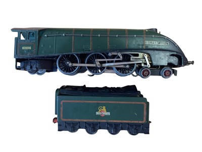 Lot 1783 - Hornby Dublo BR lined green early emblem EDL11 3 rail 4-6-2 Class A4 Silver King tender locomotive 60016 with two tinplate carriages (one boxed), LMS maroon EDL2 3 rail 4-6-2 Duchess of Atholl l...