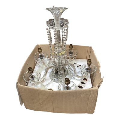 Lot 5224 - Cut glass chandelier with prismatic drops