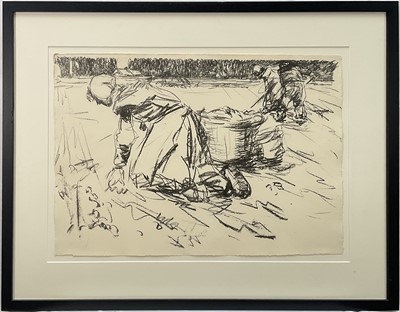 Lot Harry Becker (1865-1928) lithograph, Dutch Potato Harvest, 38 x 54cm, glazed frame