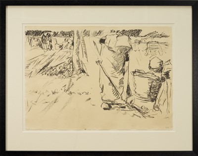 Lot Harry Becker (1865-1928) lithograph, Dutch Women Harvesting Potatoes, 38.5 x 55cm, glazed frame