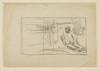 Lot Harry Becker (1865-1928) graphite, Farm Worker, Resting, 35 x 54cm, glazed frame