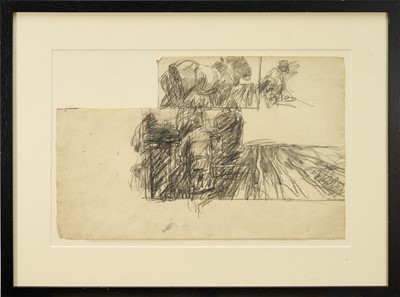 Lot Harry Becker (1865-1928) graphite, Studies of a Horse Team, 31 x 50cm, glazed frame