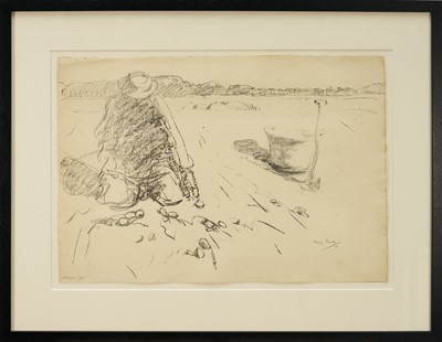 Lot Harry Becker (1865-1928) lithograph, Dutch Man Gathering Potatoes, signed in pencil and dated '08 in pencil, 36 x 56cm, glazed frame
