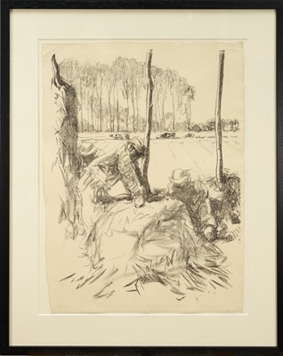 Lot Harry Becker (1865-1928) lithograph, Building a Bean Sheaf, Holland. 1908, 63 x 47cm, in glazed frame