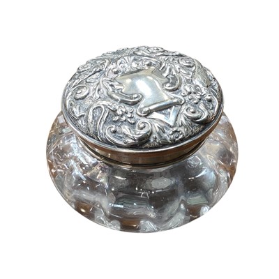Lot 5196 - Silver dressing table pot with internal mirror