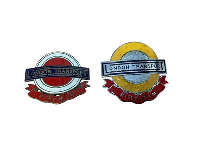 Lot Two scarce vintage enamel London Transport Fireman badges, one by J.R. Gaunt, (2)