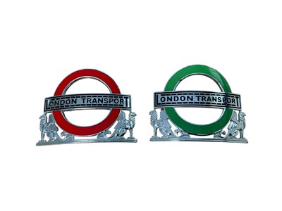 Lot Two vintage enamel London Transport badges, each 6cm in width, (2).