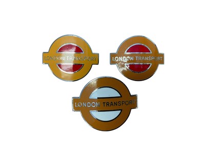 Lot Three vintage enamel London Transport badges, each 5cm in width, (3).
