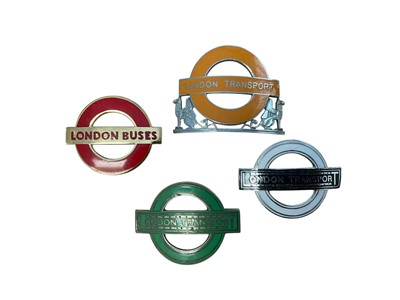 Lot Group of four vintage enamel London Transport and Buses badges, (4).