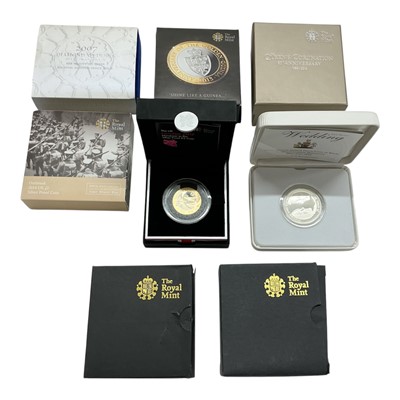 Lot 458 - G.B. - Royal Mint mixed silver proof coins to include £5's 2007 Diamond Wedding, 2011 The Royal Wedding, 2011 Prince Philip, 2013 60th Anniversary of The Coronation, Two Pounds 2009 Charles Darw...