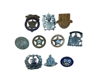 Lot Group of ten various transport badges to include Brighton Corporation Transport, Lowestoft Corporation Transport, Oldham Corporation Tramways and others, (10).