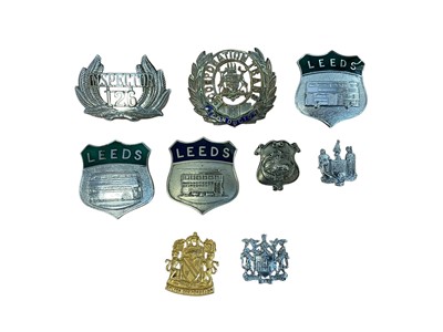 Lot Group of nine various transport badges to include Nottingham Corporation Tramways Conductors badge, Bolton Corporation, three Leeds Bus and Tram badges and others, (9).