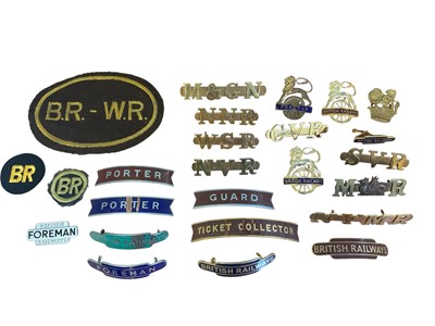 Lot Collection of British Railways transport badges to include cap badges, cloth badges and station Porters badges. (qty).