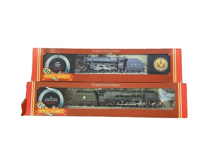 Lot 1794 - Hornby OO Gauge BR lined green early emblem 4-6-2 Coronation Class "Duchess of Atholl" tender locomotive 46211, boxed R262 & LMS black 4-6-0 Class 5 tender locomotive 5231, boxed R320 (2)