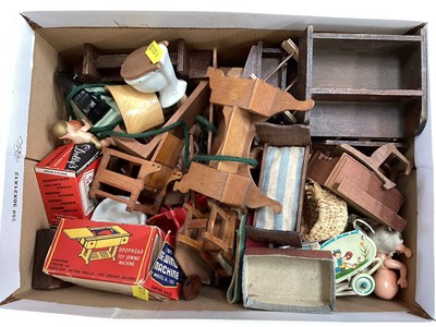 Lot 1958 - Group of dolls house furniture and a collection of antique nativity figures