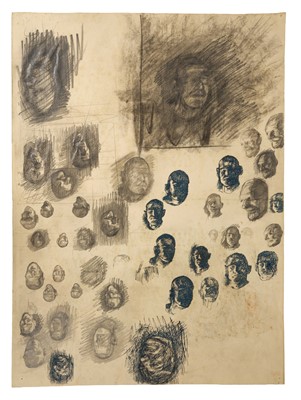 Lot Harry Becker (1865-1928) mixed media, Portrait Studies, 77 x 54cm, a chalk study of a horse verso, unframed