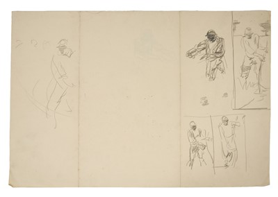 Lot Harry Becker (1865-1928) graphite, Studies of a Man Scything, sheet size 35 x 52cm, work to both sides, unframed